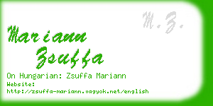 mariann zsuffa business card